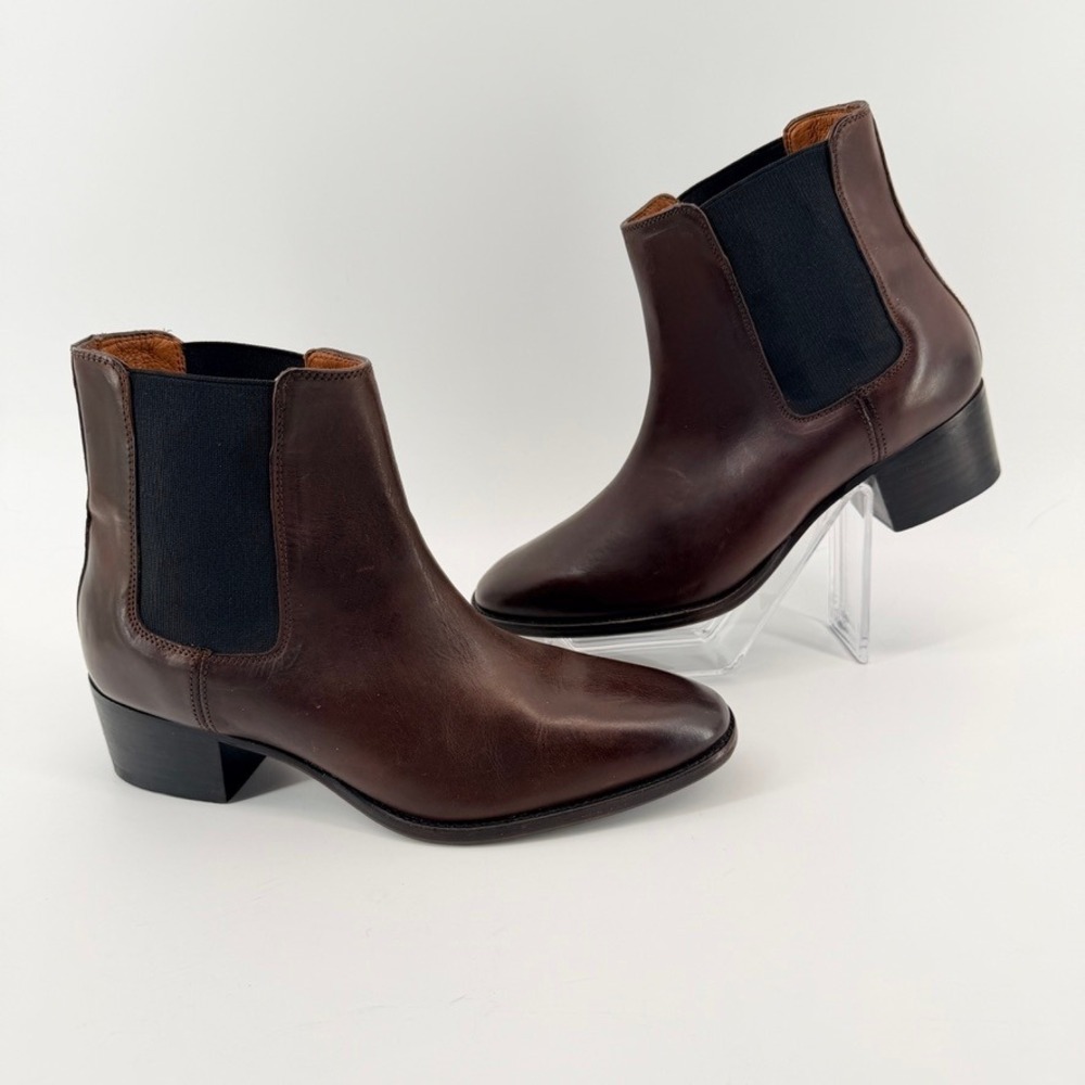 Frye Dara Leather Chelsea Ankle Boots Dark Brown 7.5B Deadstock - Picture 3 of 10